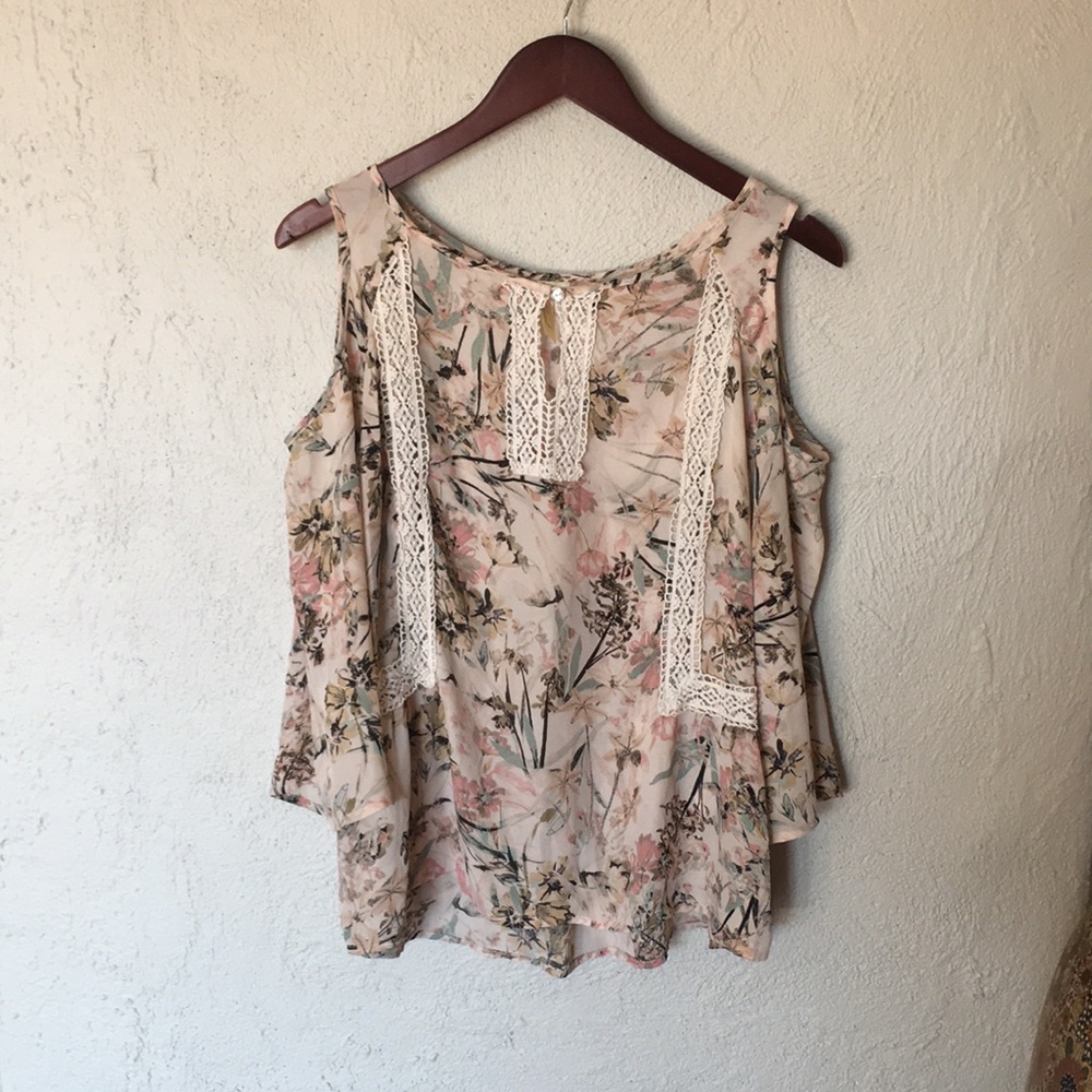 Chenault floral lace cold shoulder blouse